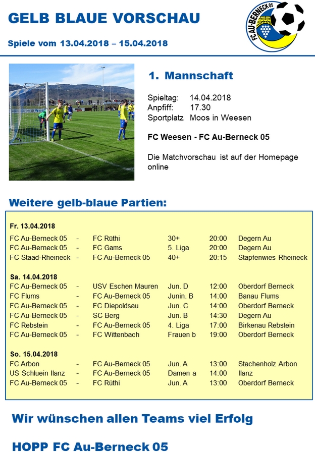 Gelb blaue Vorschau vom 13.04 bis 15.04.2018