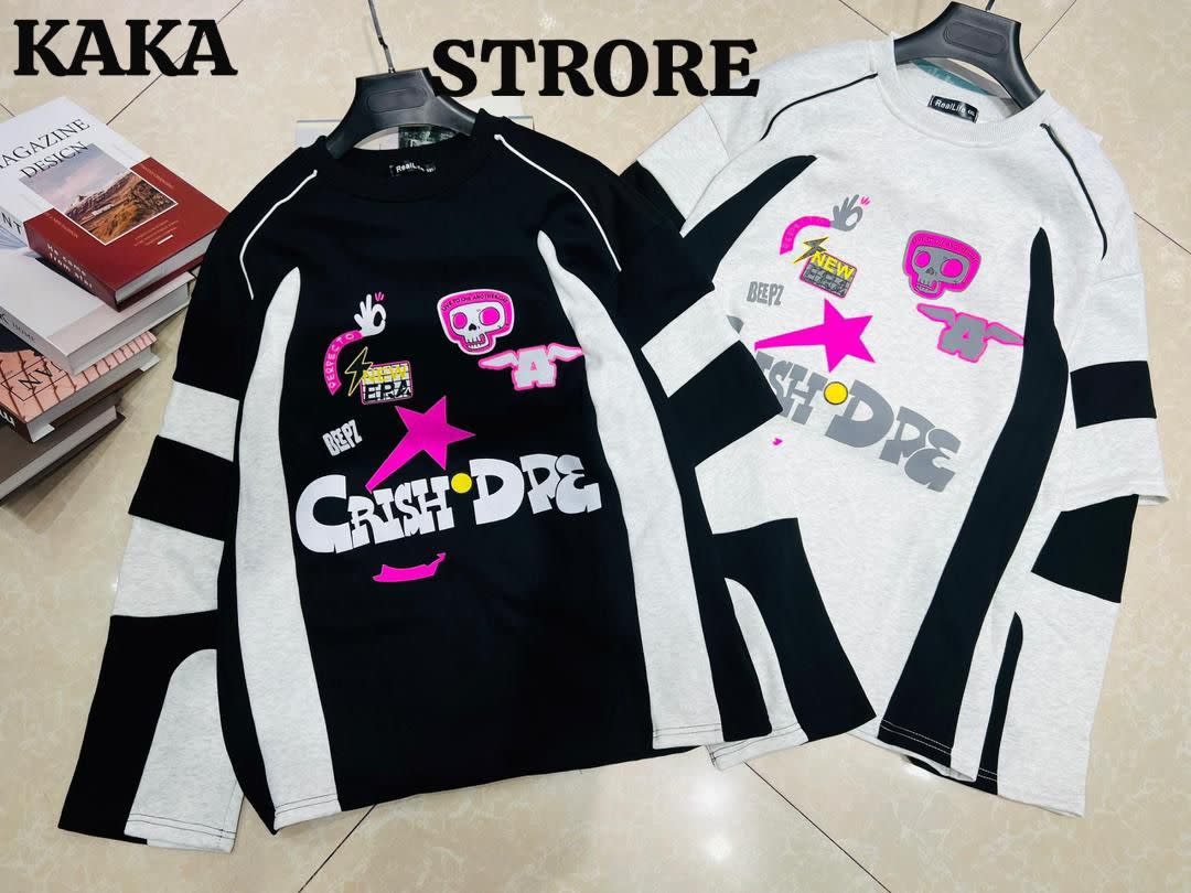 Upspeed Studio Anime Gothic Graphic Color-Block Long Sleeve Sweatshirt