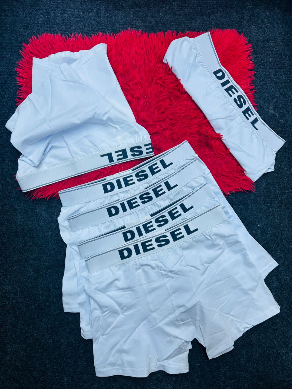 Diesel Men's White Logo Waistband Boxer Briefs
