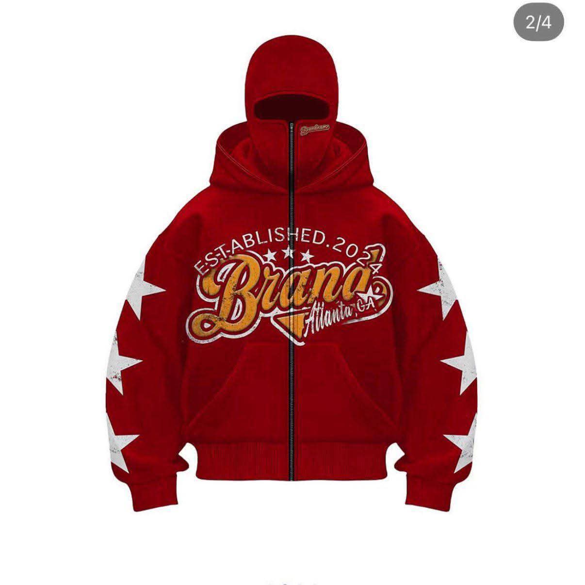 Atlanta Established 2024 Star-Sleeve Zip-Up Hoodie