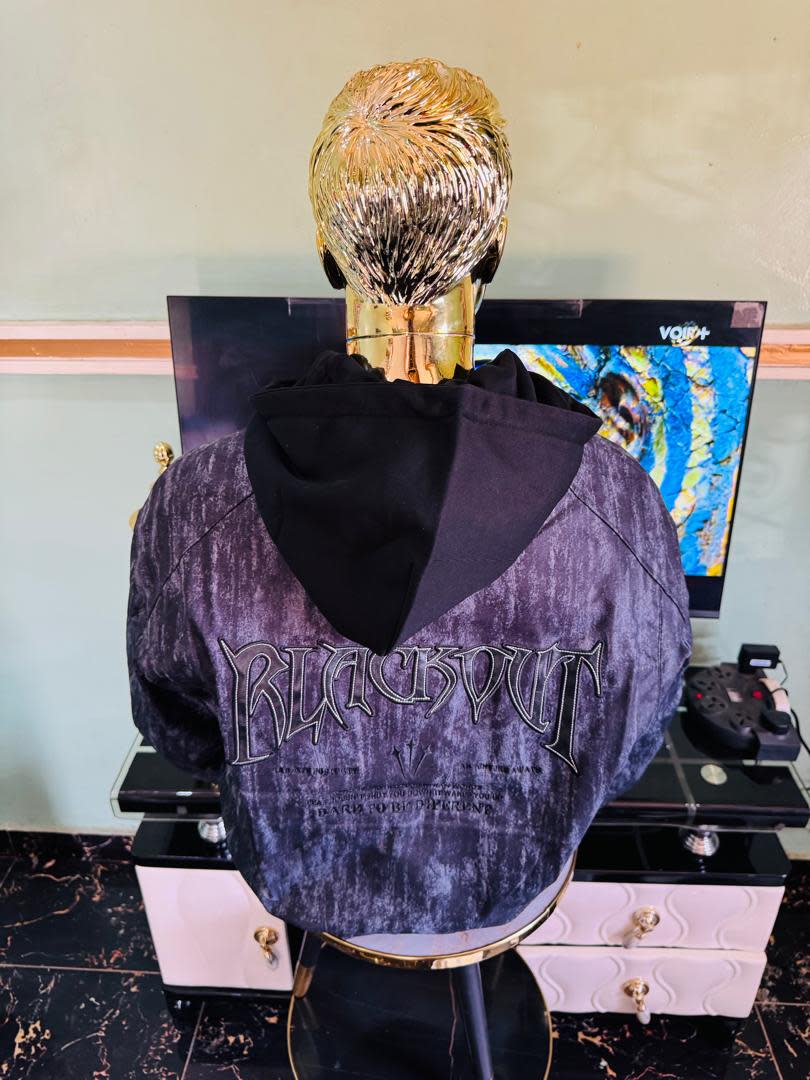 Midnight Velvet Snap-Button Bomber Jacket with Hood