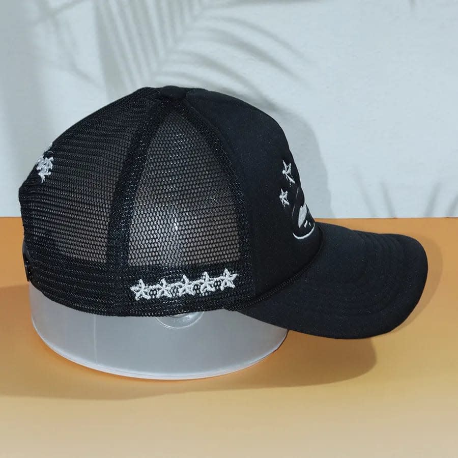 Grey Star Embroidered Mesh Trucker Cap with Rope Brim