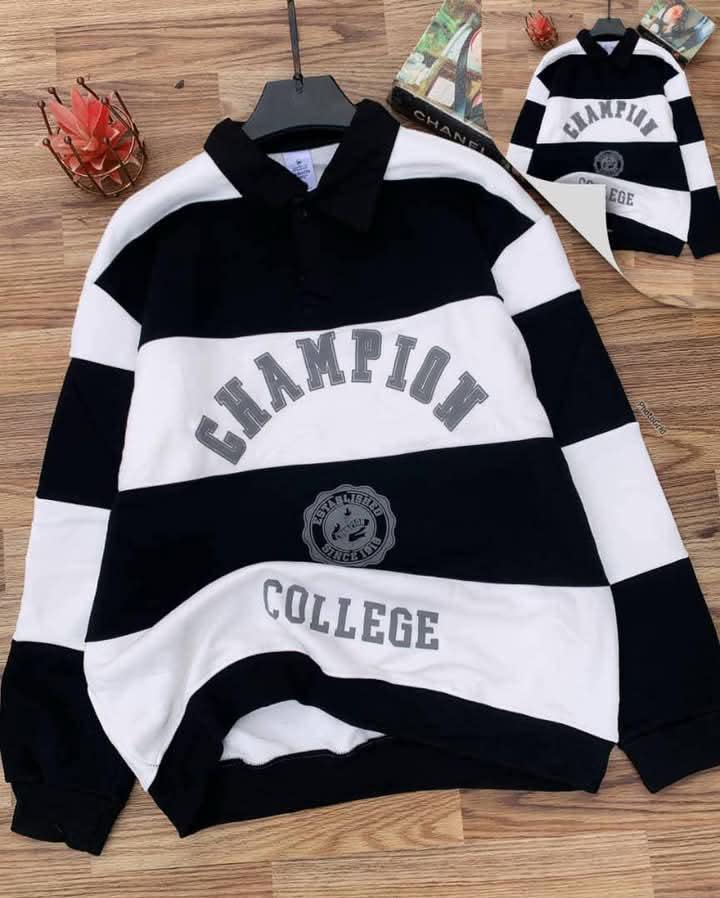 Champion College Striped Rugby Polo Sweatshirt
