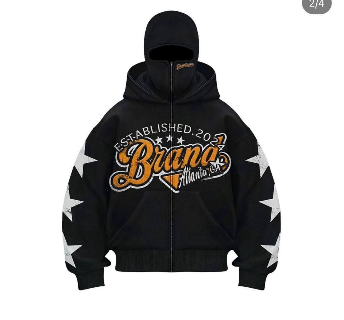 Atlanta Established 2024 Star-Sleeve Zip-Up Hoodie