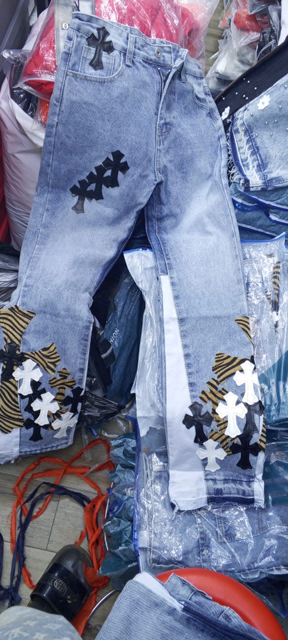 Purple Brand Cross Patch Flare Denim Jeans 