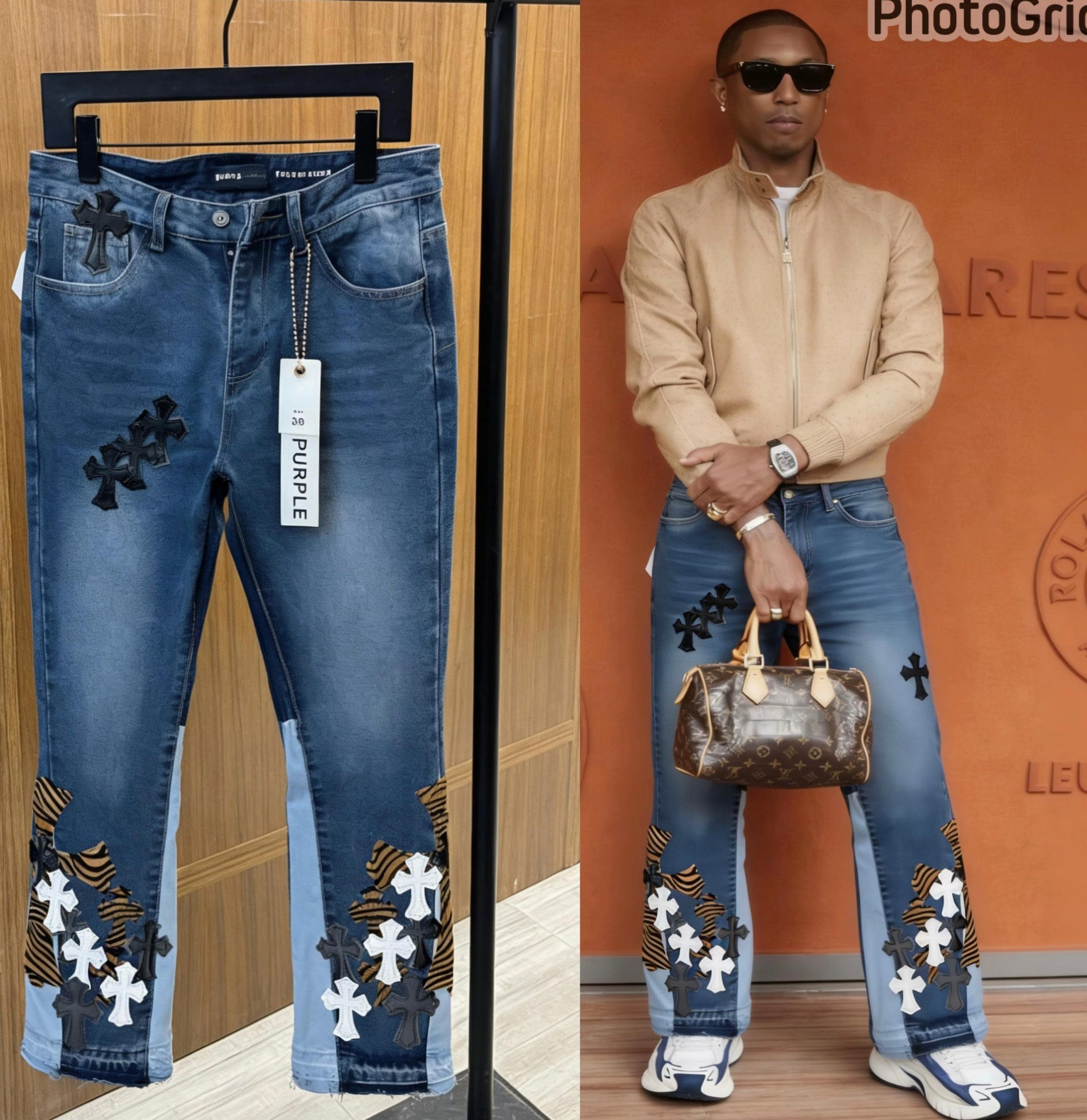 Purple Brand Cross Patch Flare Denim Jeans 