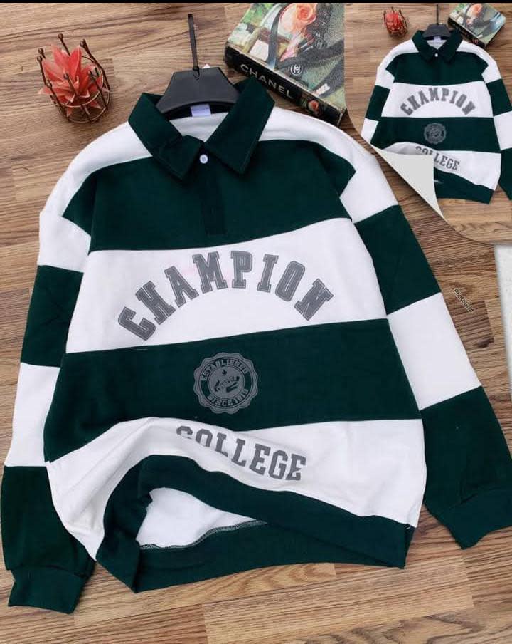 Champion College Striped Rugby Polo Sweatshirt