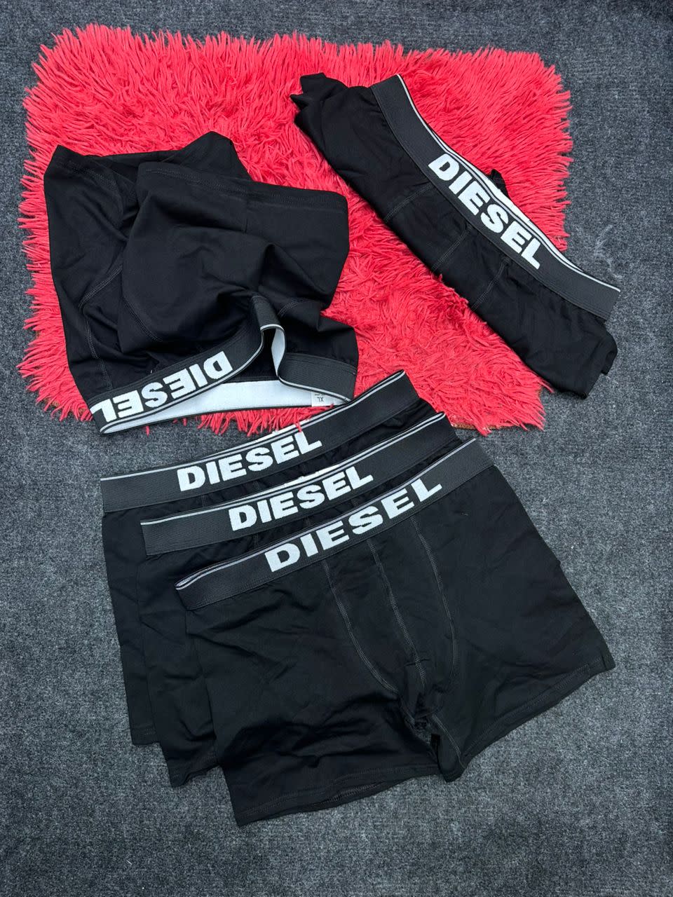 Diesel Men's White Logo Waistband Boxer Briefs