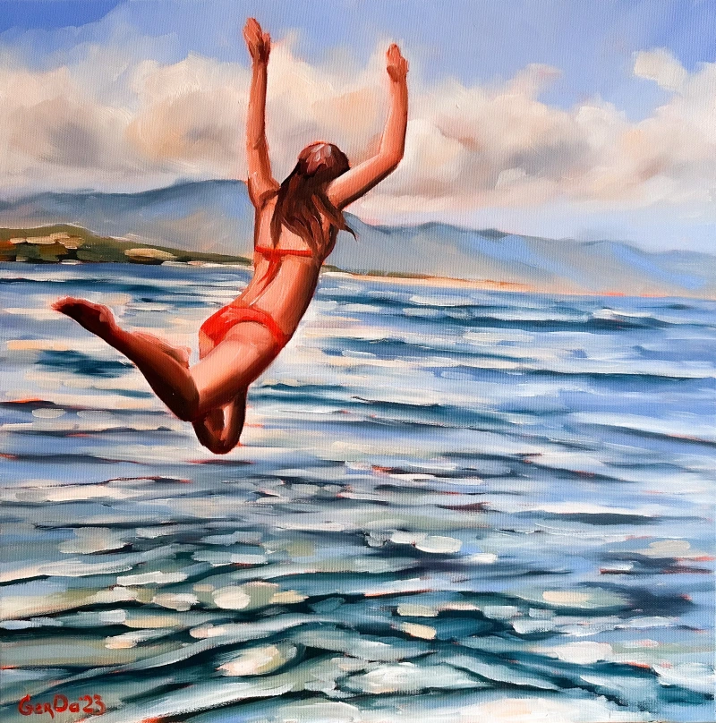 Jumping in Ocean