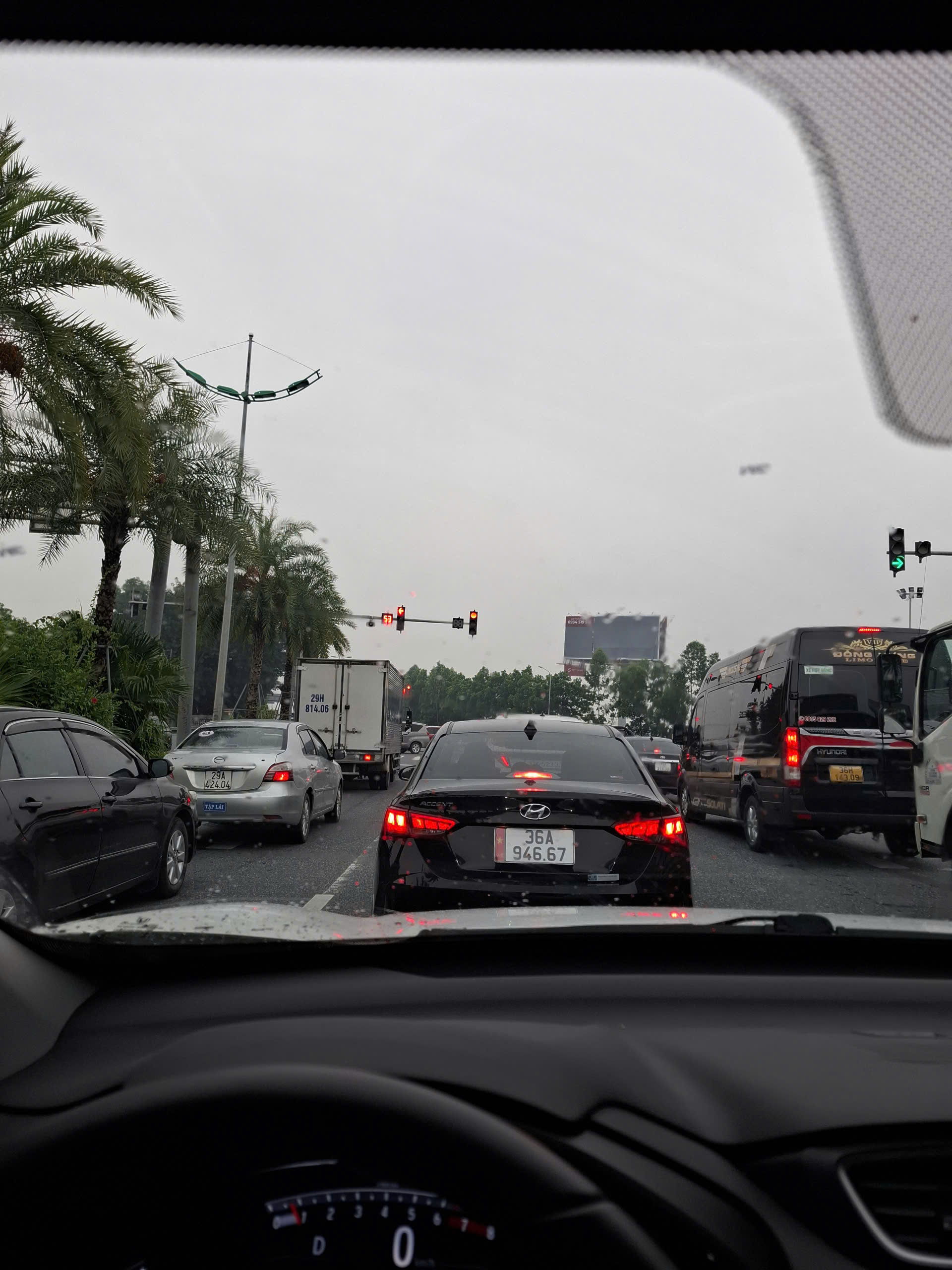 Stuck in traffic inside a car