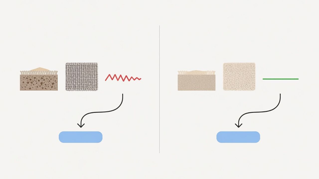 Decision diagram comparing hot water extraction and low moisture carpet cleaning factors