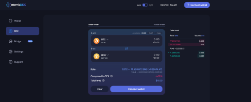 A screenshot of the AtomicDEX swap interface.