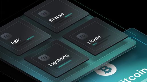 RSK, Stacks, Lightning, and Liquid Depicted in a Bitcoin Layer Illustration