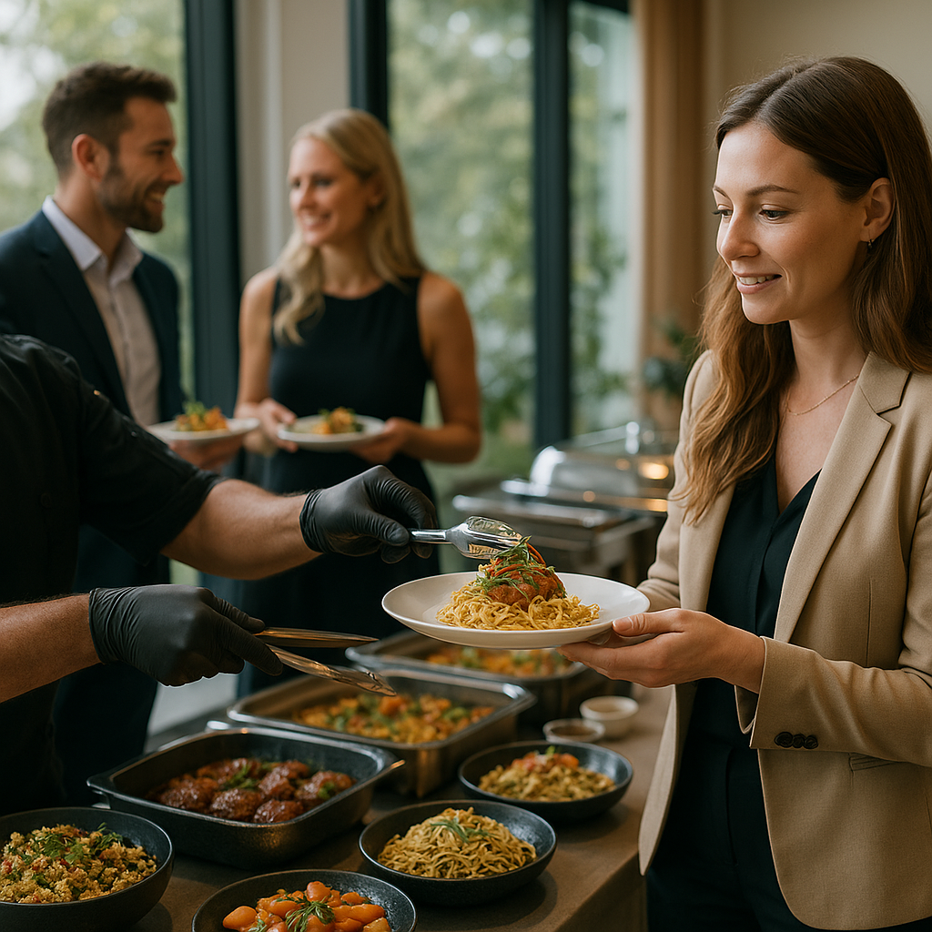 A beautifully presented fusion cuisine dish at an elegant catered event.