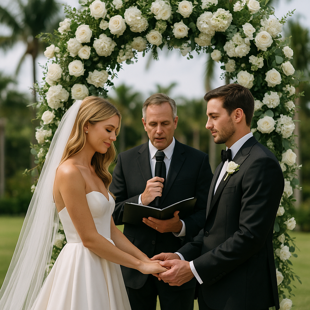 An intimate South Florida wedding with warm, low-glow lighting and organic floral design.