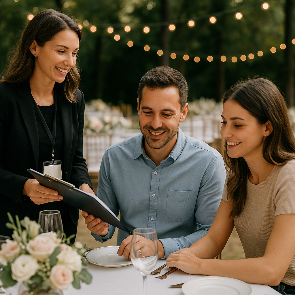 A professional party planner coordinating a beautifully executed event.