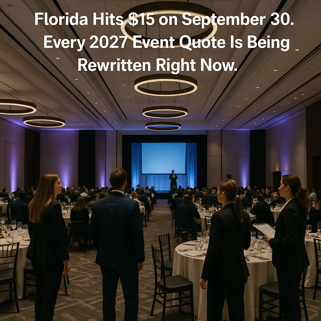 Florida Hits $15 on September 30. Every 2027 Event Quote Is Being Rewritten Right Now.