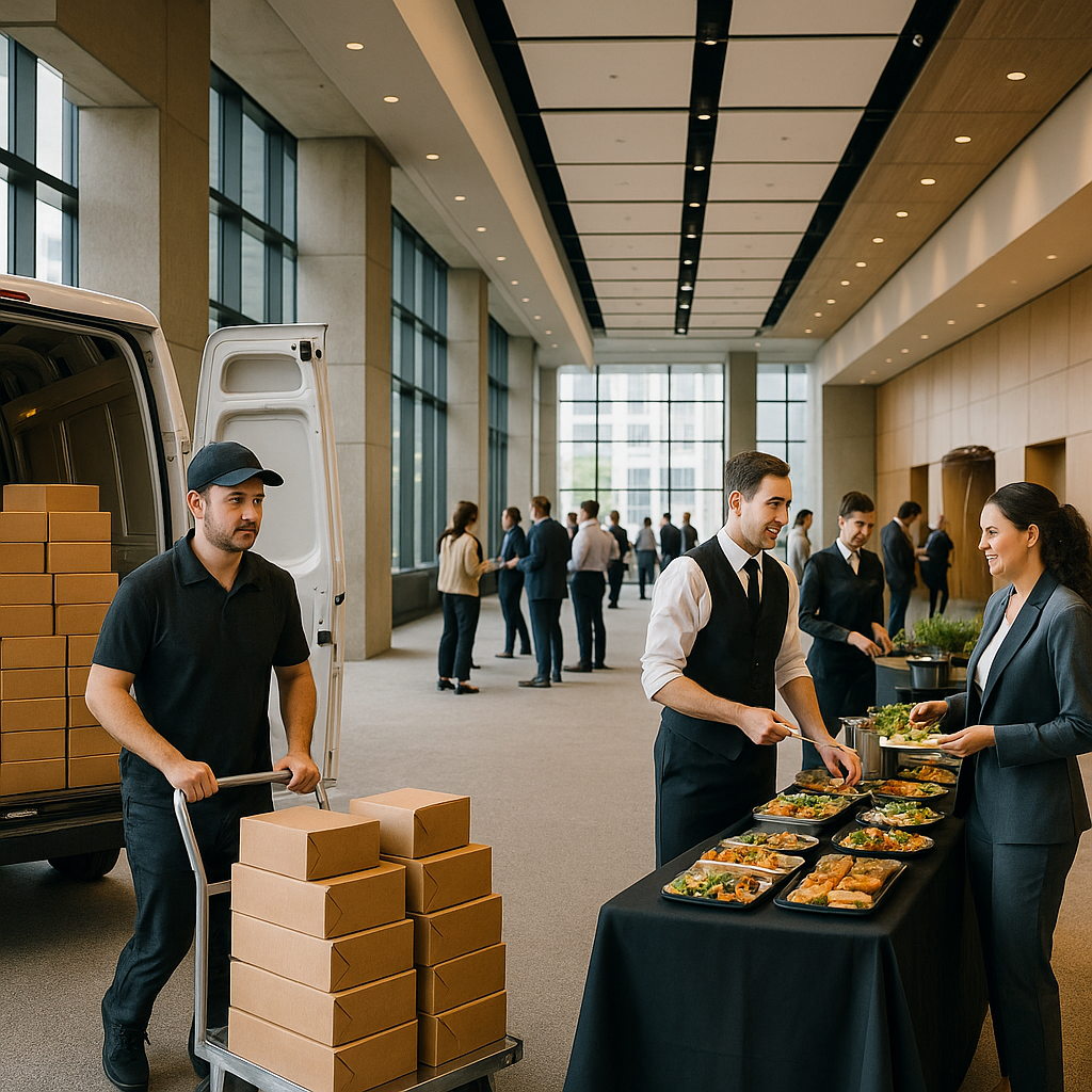 Drop-Off vs. Staffed Catering for Office Events: What Changes Once the Food Leaves the Truck