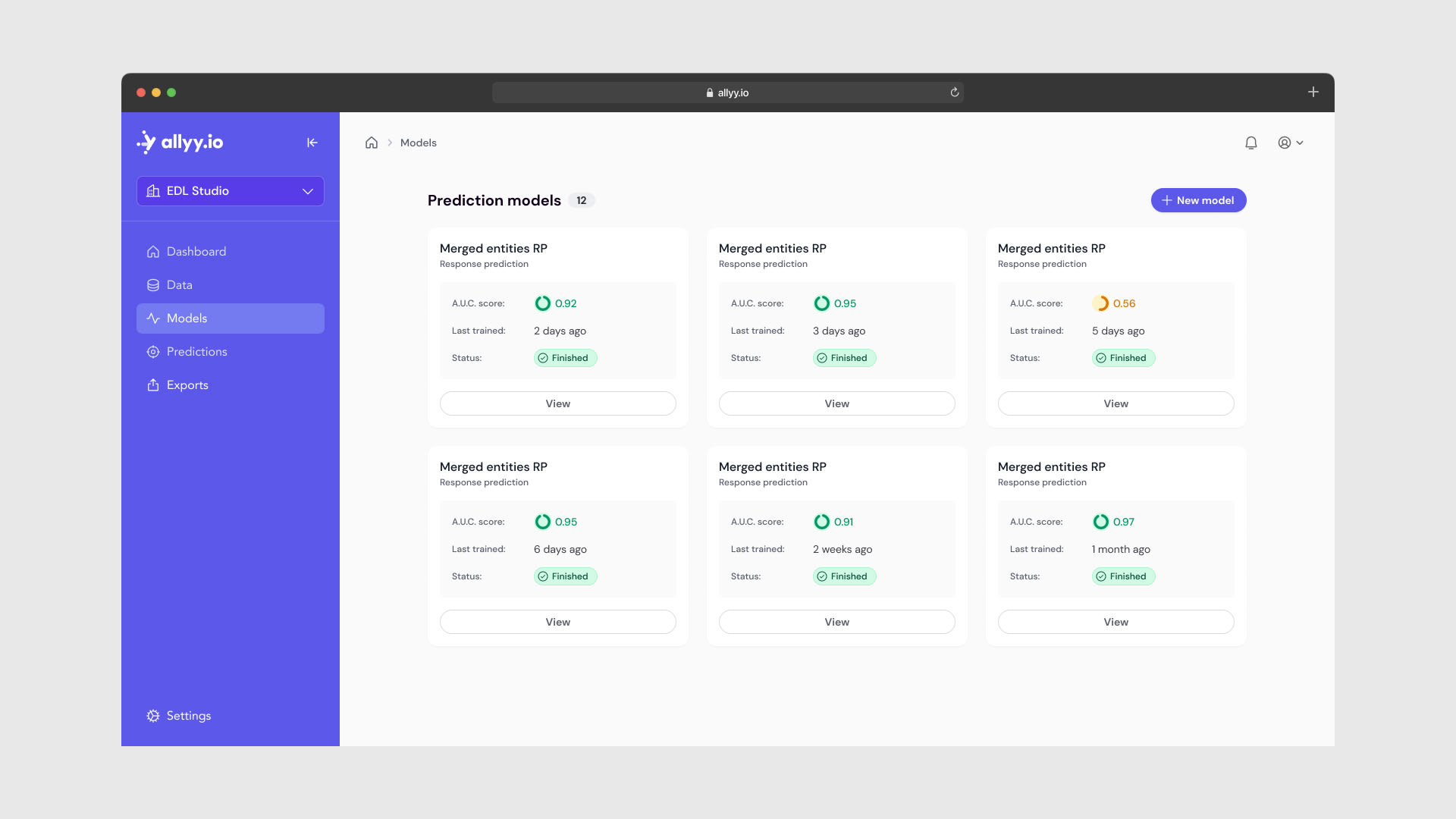 A screen from Allyy's SaaS platform.