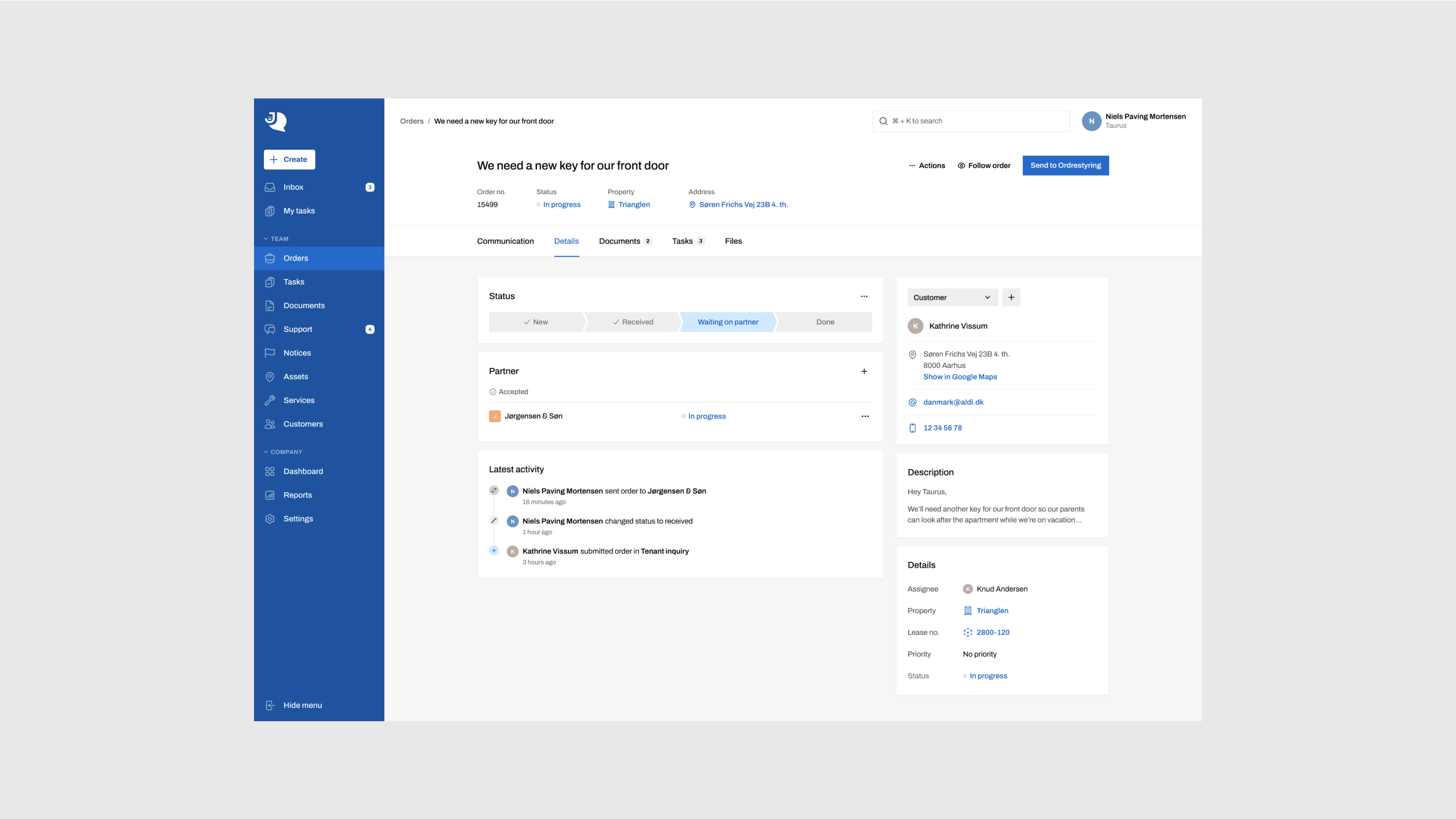 The full user interface for the sales workflow.