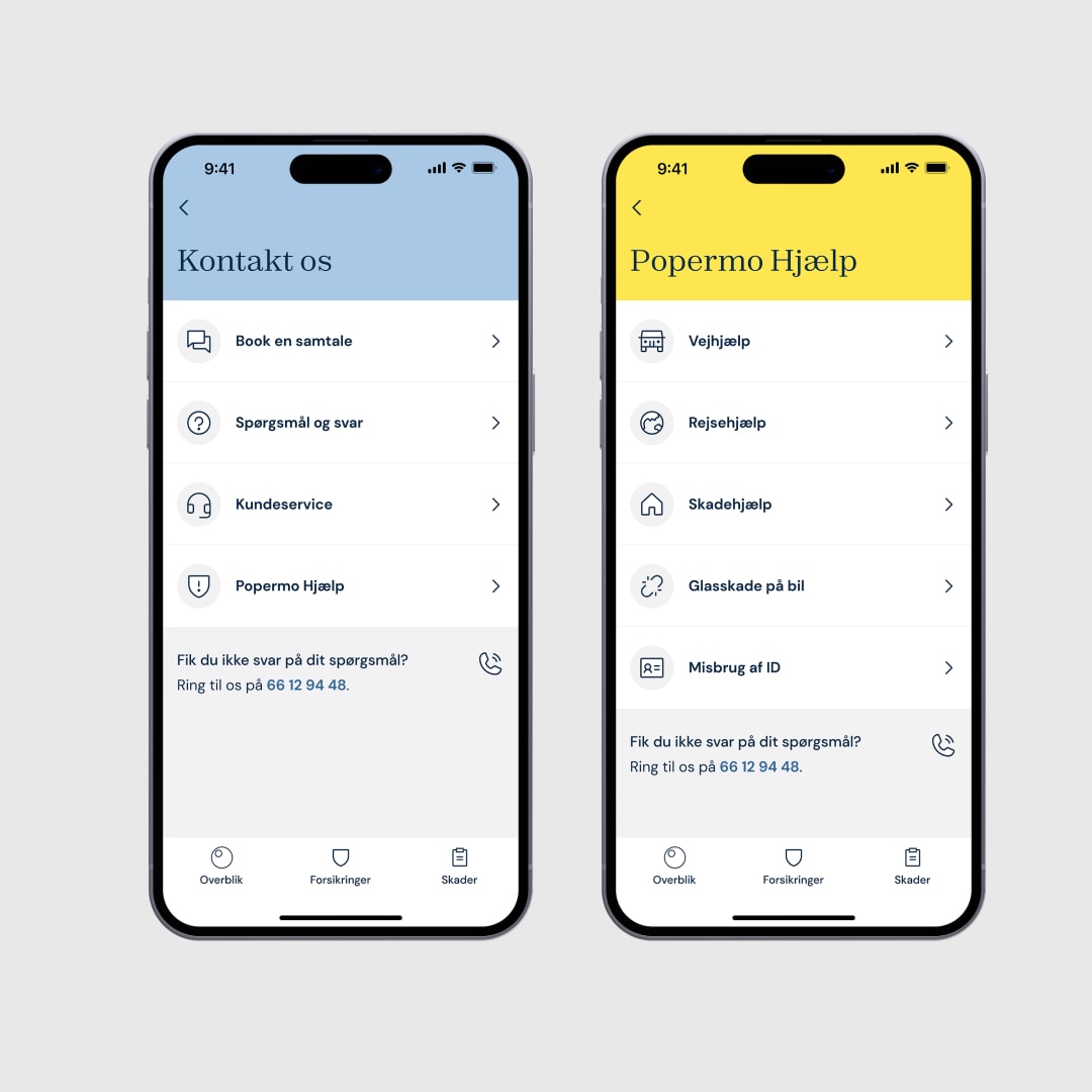 Multiple screens from the Popermo app.