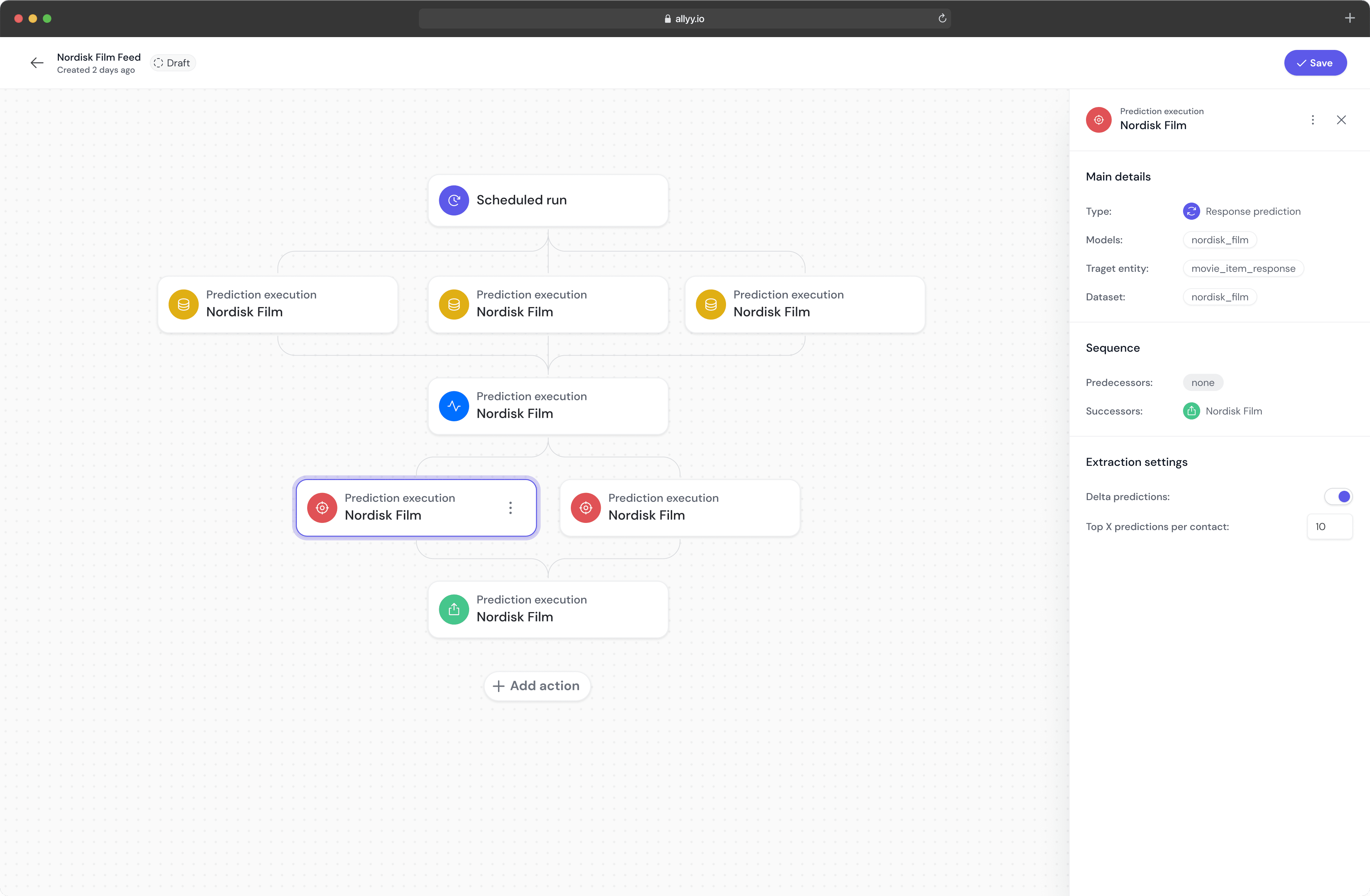 Workflow editor designed for SaaS startup Allyy.