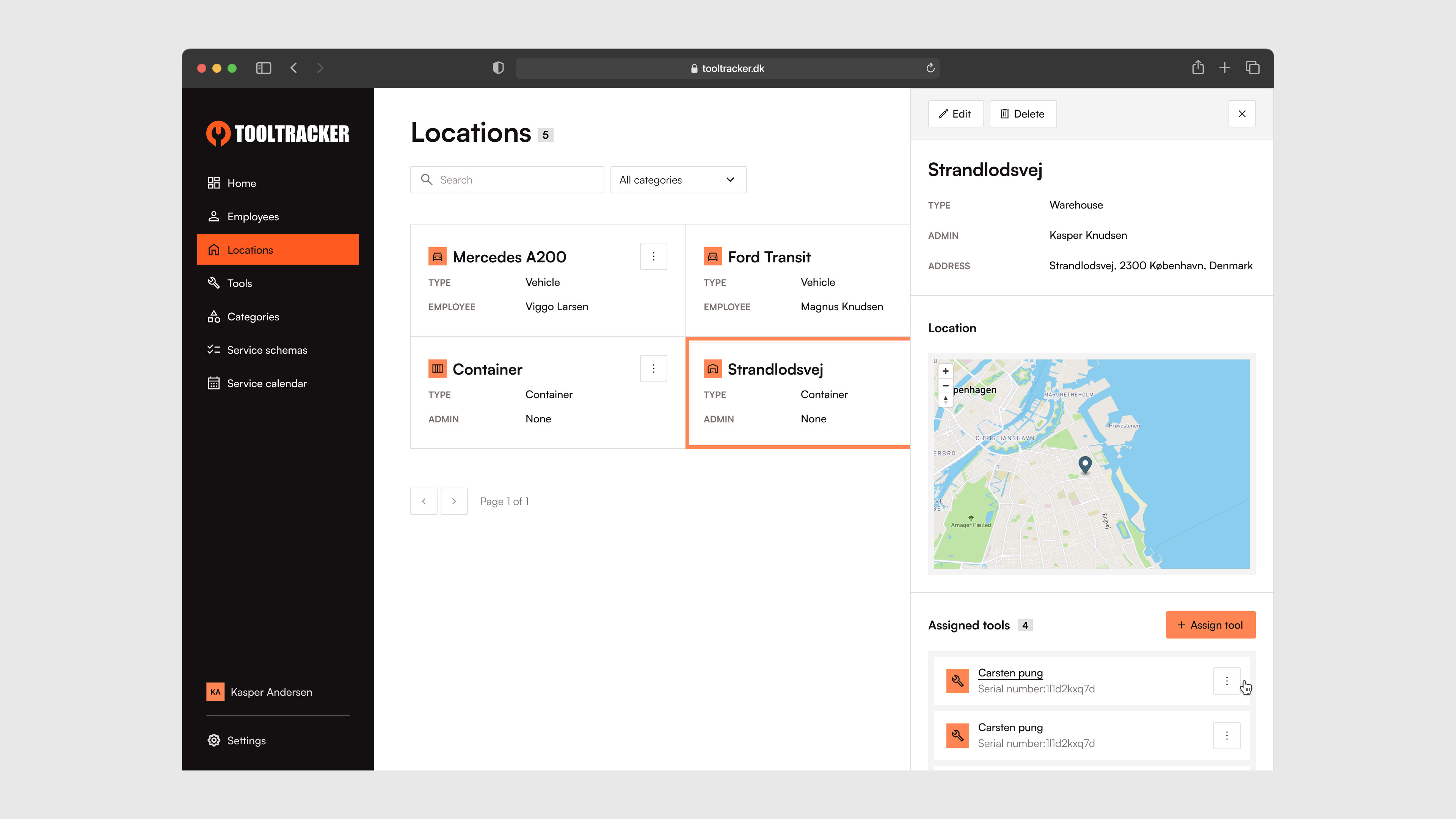 ToolTracker SaaS user interface.