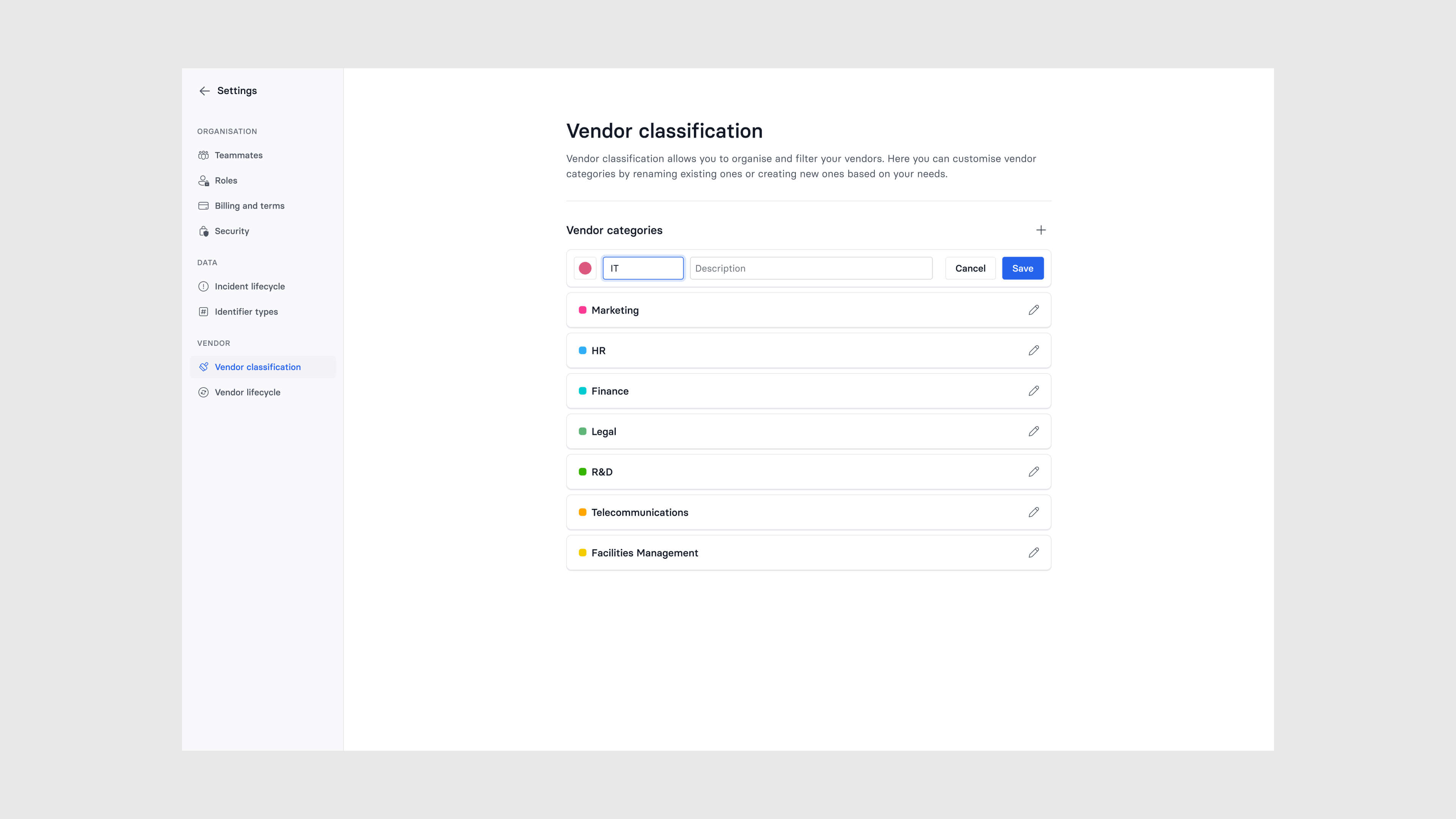 Design system component showing data.