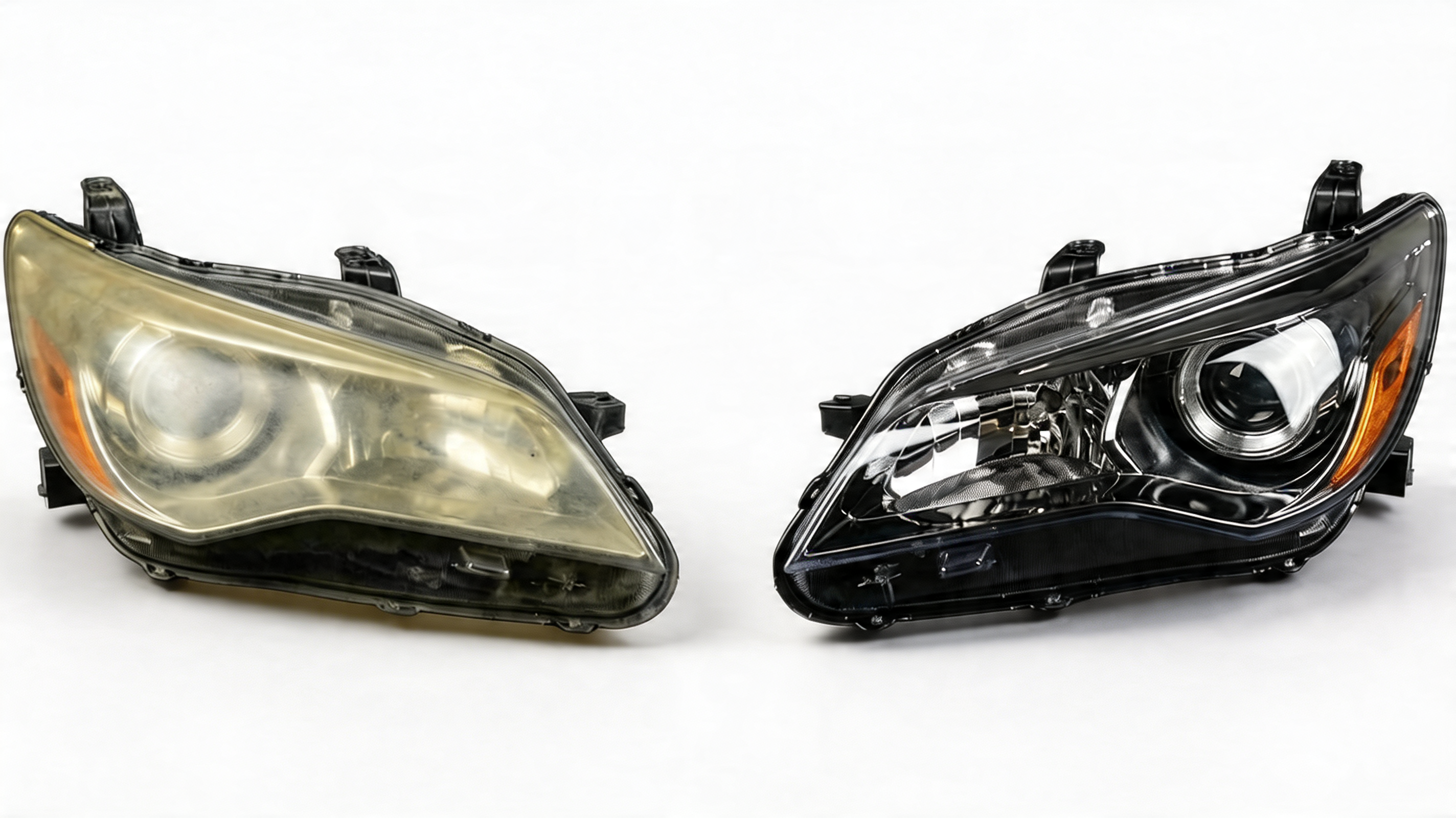 Before and after headlight restoration by LightWorx in Atlanta