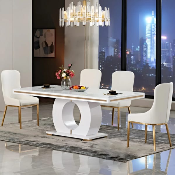 Conjunto de mesa de comedor de madera maciza y 4 sillas