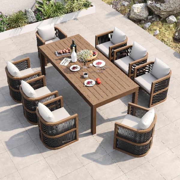 Conjunto de comedor de exterior de 9 piezas
