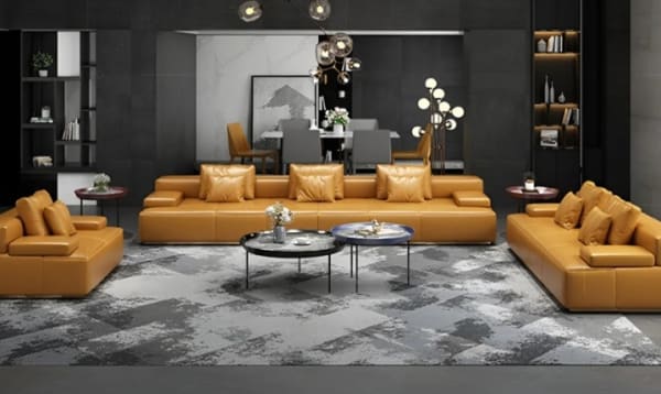 Exquisito conjunto de sofá de cuero de diseñador