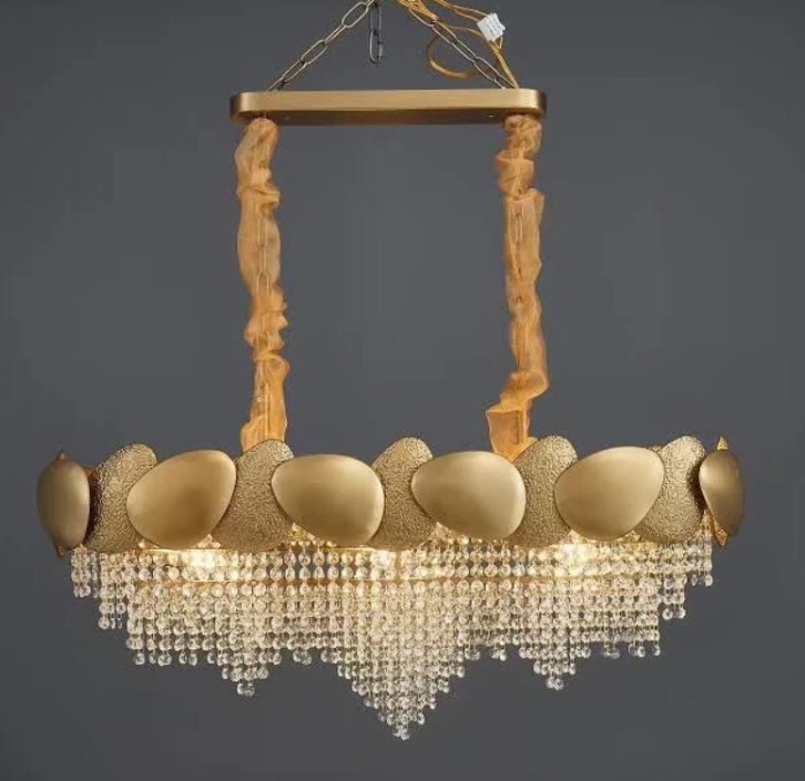 Lámpara de Cristal Lustroso Dorado Contemporánea