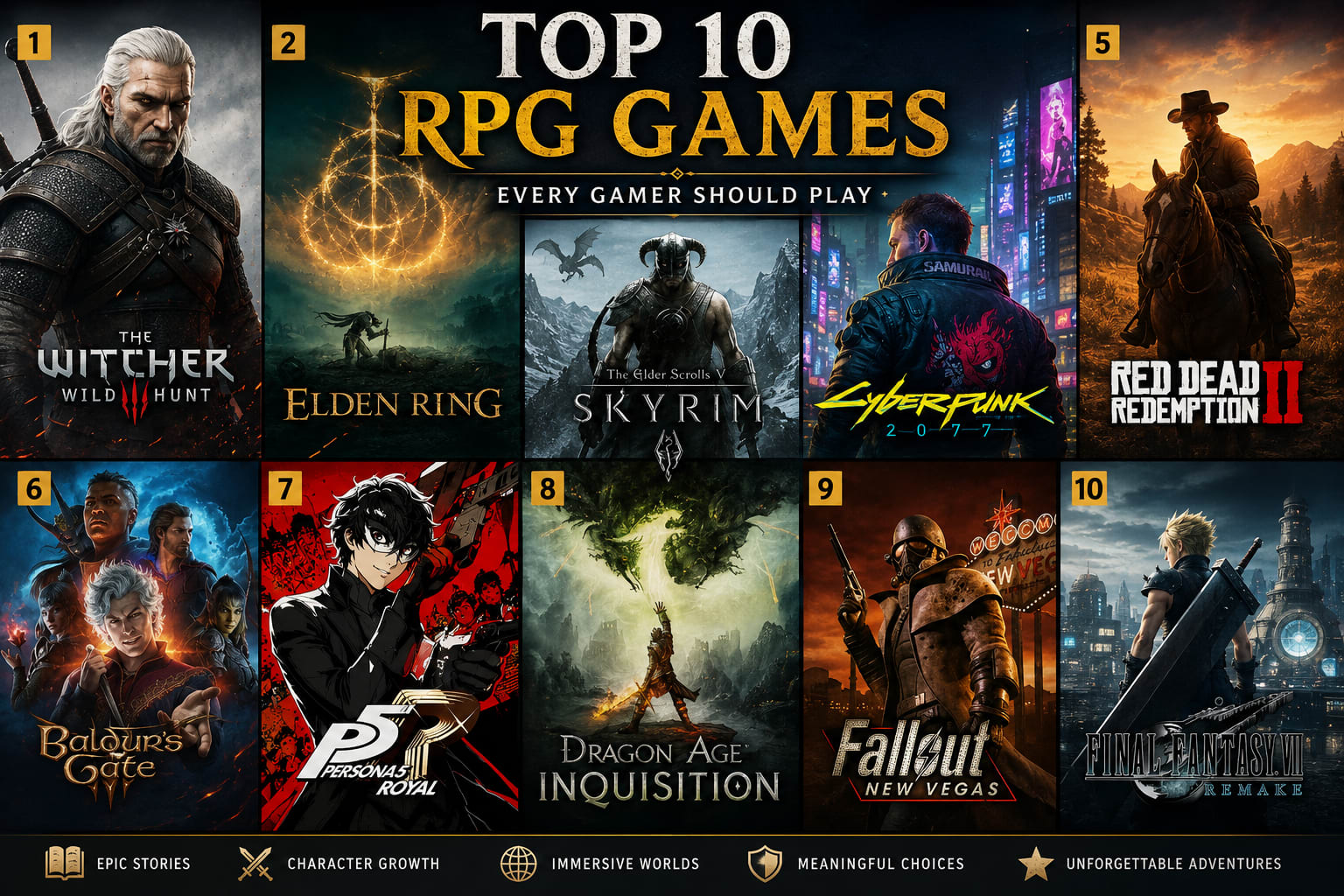 Top 10 RPG Games Every Gamer Should Play