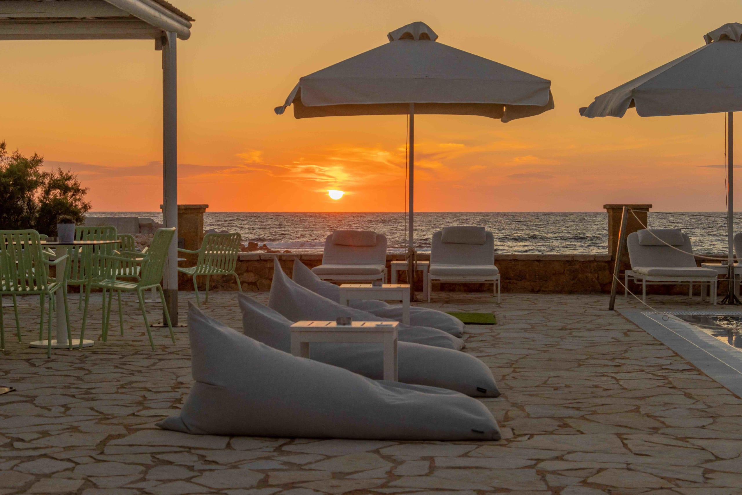 Sunset on the sun loungers