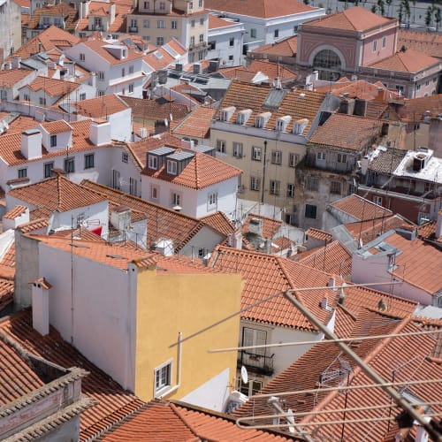 Looking down on the red tile roofs of the Alfama neighbourhood