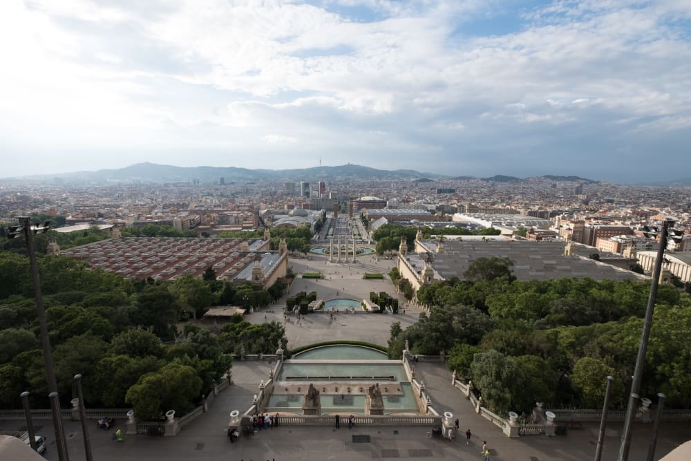 A photo taken from the roof of the Museu Nacional d’Art de Catalunya, looking out over Barcelona.