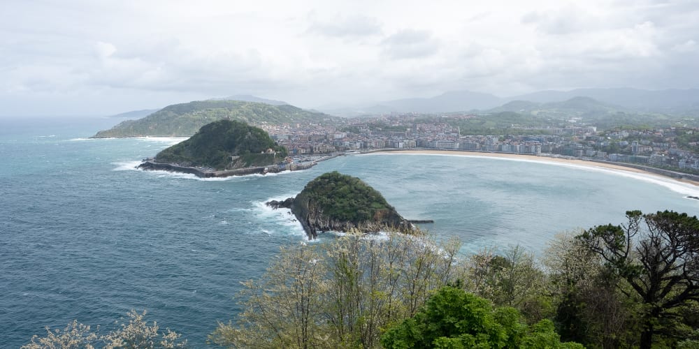 Looking down on the beaches of San Sebastián from above.