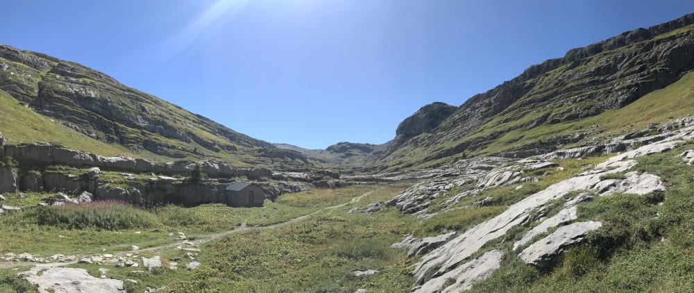 A panorama taken from the valley of the Refuge de Sales