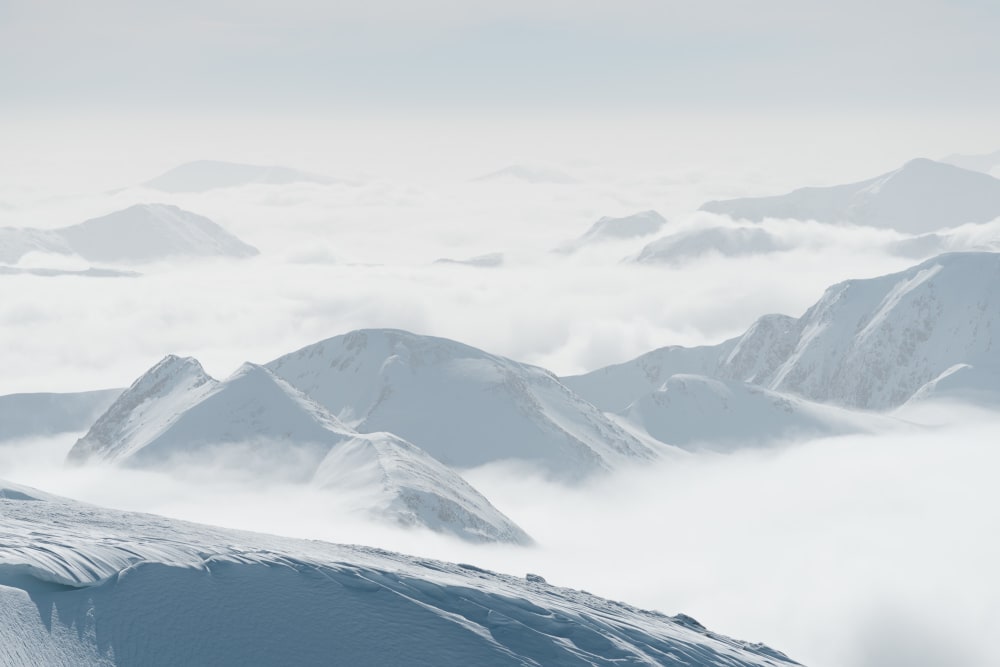 Looking far south over the horizon from Aonach Mòr. There’s a low cloud inversion, so just the tops of various mountains can be seen.