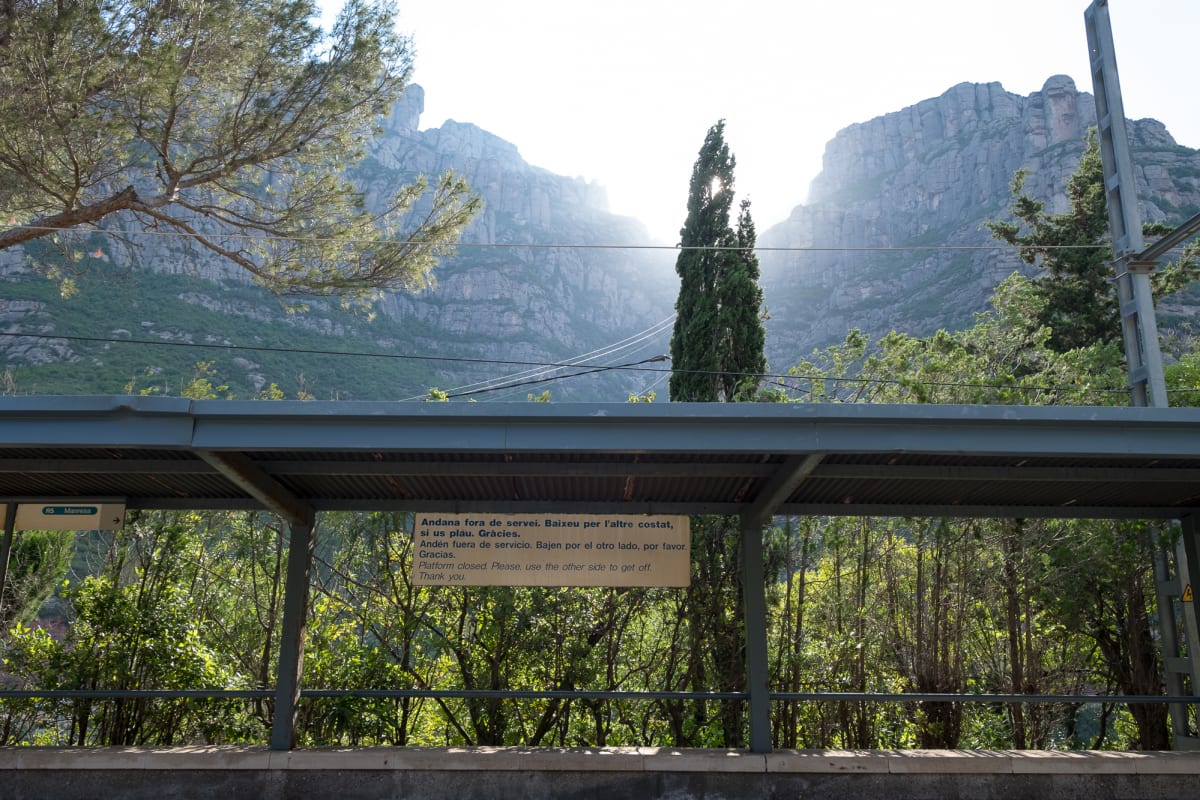 The view from the Montserrat train station, looking up at the hills overhead.