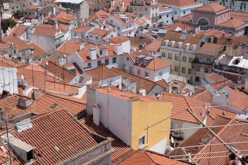 Looking down on the red tile roofs of the Alfama neighbourhood