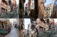 A grid of 6 images in a 3 by 2 layout. From left to right, top to bottom, the images are:
Image 1: A photo looking up a steep street / alley in Barcelona. There’s an open-air escalator in the middle and steps either side.
Image 2: A narrow street in Getaria, with sunlight on one side.
Image 3: Looking up an alleyway. The foreground is dark and in shadow, but the background is brightly lit by sun. The alley ends with a light coloured building covered in graffiti.
Image 4: A funicular car descending a steep street in bright sunlight.
Image 5: Looking up a narrow street in bright sunlight.
Image 6: A photo looking up a steep street / alley in Barcelona. There’s an open-air escalator in the middle and steps either side.