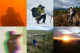 A grid of 6 images in a 3 by 2 layout. From left to right, top to bottom, the images are:
Image 1: A photographer wearing a hat composes a photo inside an orange foggy room.
Image 2: Chris kneeling on a snowy plateau taking a photo.
Image 3: Chris taking a photo looking down a sunny hillside. There’s dark clouds in the background.
Image 4: The shadow of Ed Horsford taking a photo with a large camera. His shadow is made up of multiple different colours from light yellow through to green and pink.
Image 5: Chris stood crouched just off path taking a photo of a magenta foxglove.
Image 6: Sunrise over Whernside. Chris stands in the foreground in silhouette, taking a photo of the sun.