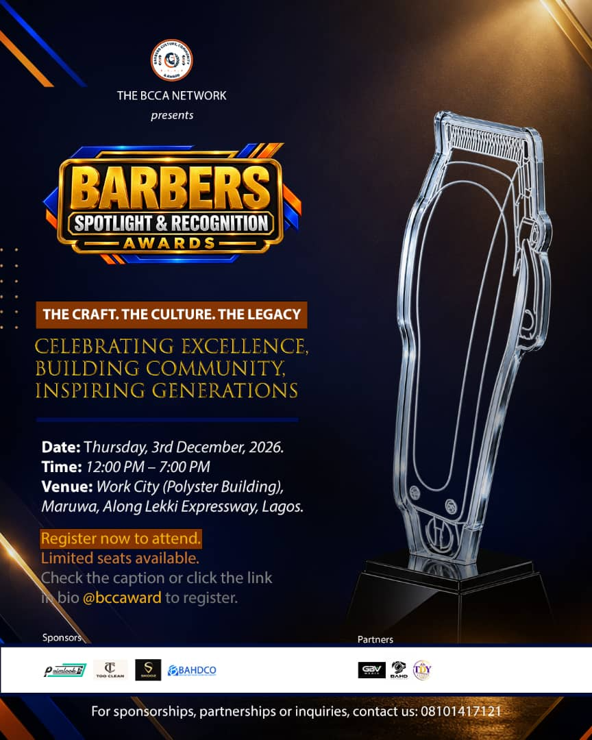 BARBERS SPOTLIGHT & RECOGNITION AWARDS — Thu, 3 Dec 2026 in Along Lekki Express Way