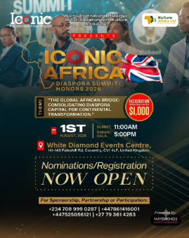 ICONIC AFRICA DIASPORA SUMMIT & HONORS UK 🇬🇧 2026 —  in Foleshill Rd Coventry UK