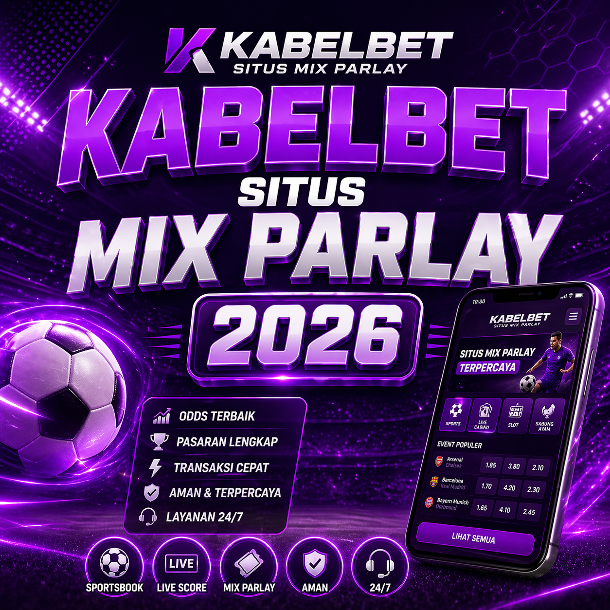 Thumbnail 1 of 3, Poster, Kabelbet Bola - Koran Ternama Prediksi Mix Parlay Sbobet 2026 designed and sold by KABELBET.