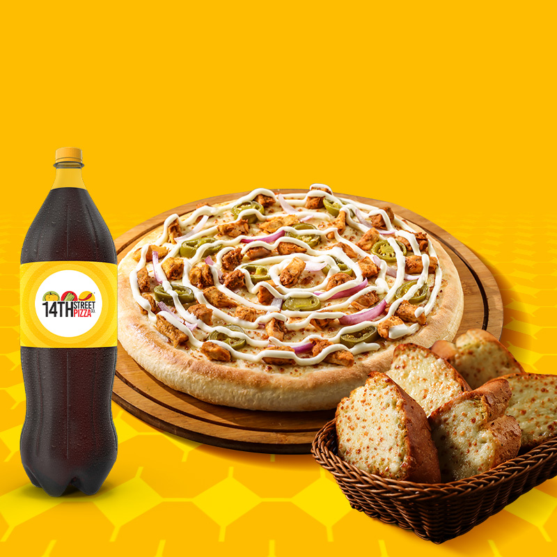 12" Pan Pizza + Cheesy Bread (Full) + 1 Liter Drink