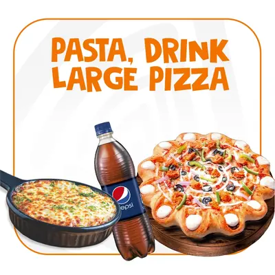 12 Inch Butter Pizza, Pasta & 1.5 Litre Soft Drink