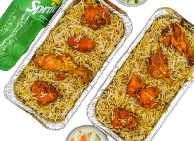 4 Single Chicken Biryani, 4 raita & 1 liter Cold Drink